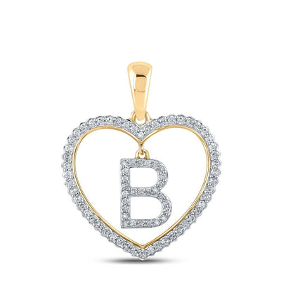10k Yellow Gold 1.95g 0.27CTW Natural Diamond Initial "B" Pendant Heart Charm - Elite Jewelers - Charms & Pendants