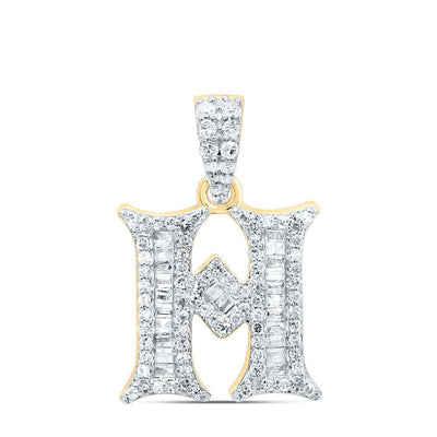 10k Yellow Gold 1.97g 0.34CTW Natural Diamond Initial "H" Pendant Baguette Charm - Elite Jewelers - Charms & Pendants