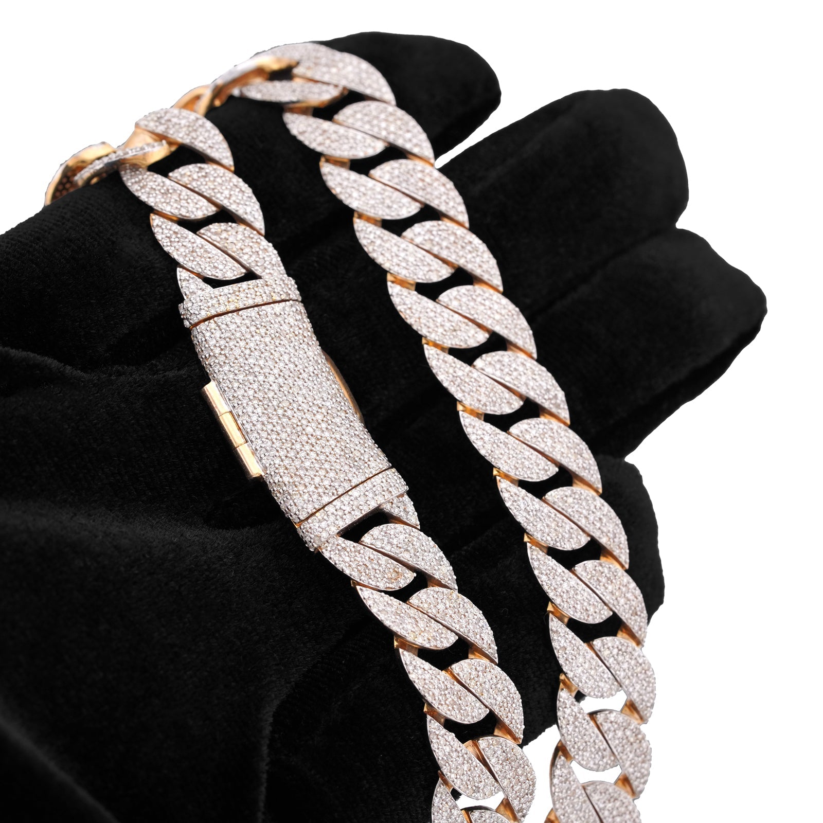 10K Yellow Gold 19.87CT Natural Diamond Cuban Link Chain 12MM 22" Men Necklace - Elite Jewelers-Necklaces