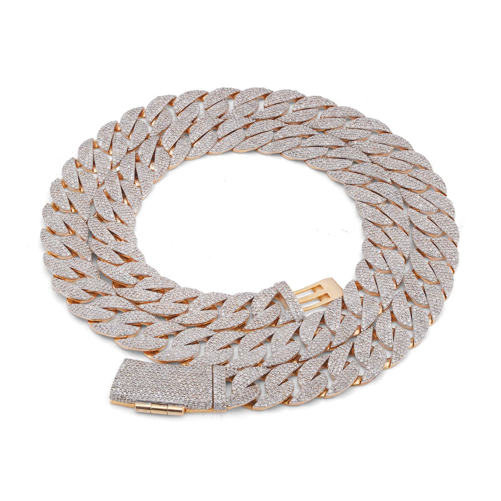 10K Yellow Gold 19.87CT Natural Diamond Cuban Link Chain 12MM 22" Men Necklace - Elite Jewelers-Necklaces
