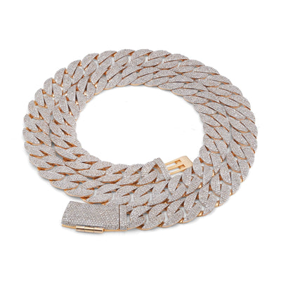 10K Yellow Gold 19.87CT Natural Diamond Cuban Link Chain 12MM 22" Men Necklace - Elite Jewelers-Necklaces