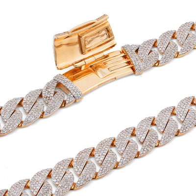 10K Yellow Gold 19.87CT Natural Diamond Cuban Link Chain 12MM 22" Men Necklace - Elite Jewelers-Necklaces