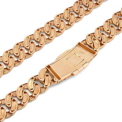 10K Yellow Gold 19.87CT Natural Diamond Cuban Link Chain 12MM 22" Men Necklace - Elite Jewelers-Necklaces