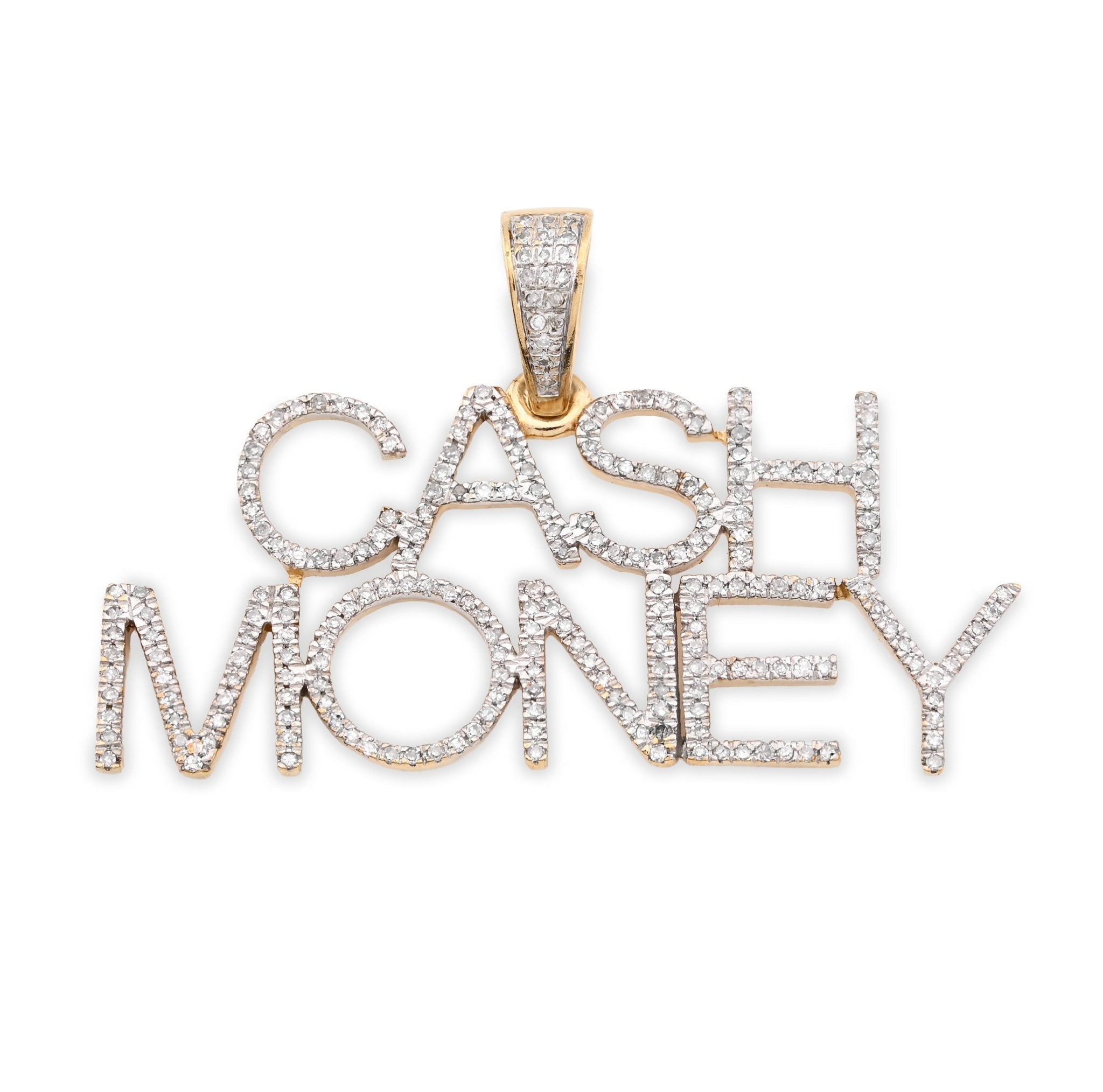 10K Yellow Gold 1CT "CASH MONEY" Natural Diamond Pendant Men Women Custom Charm - Elite Jewelers - Charms & Pendants