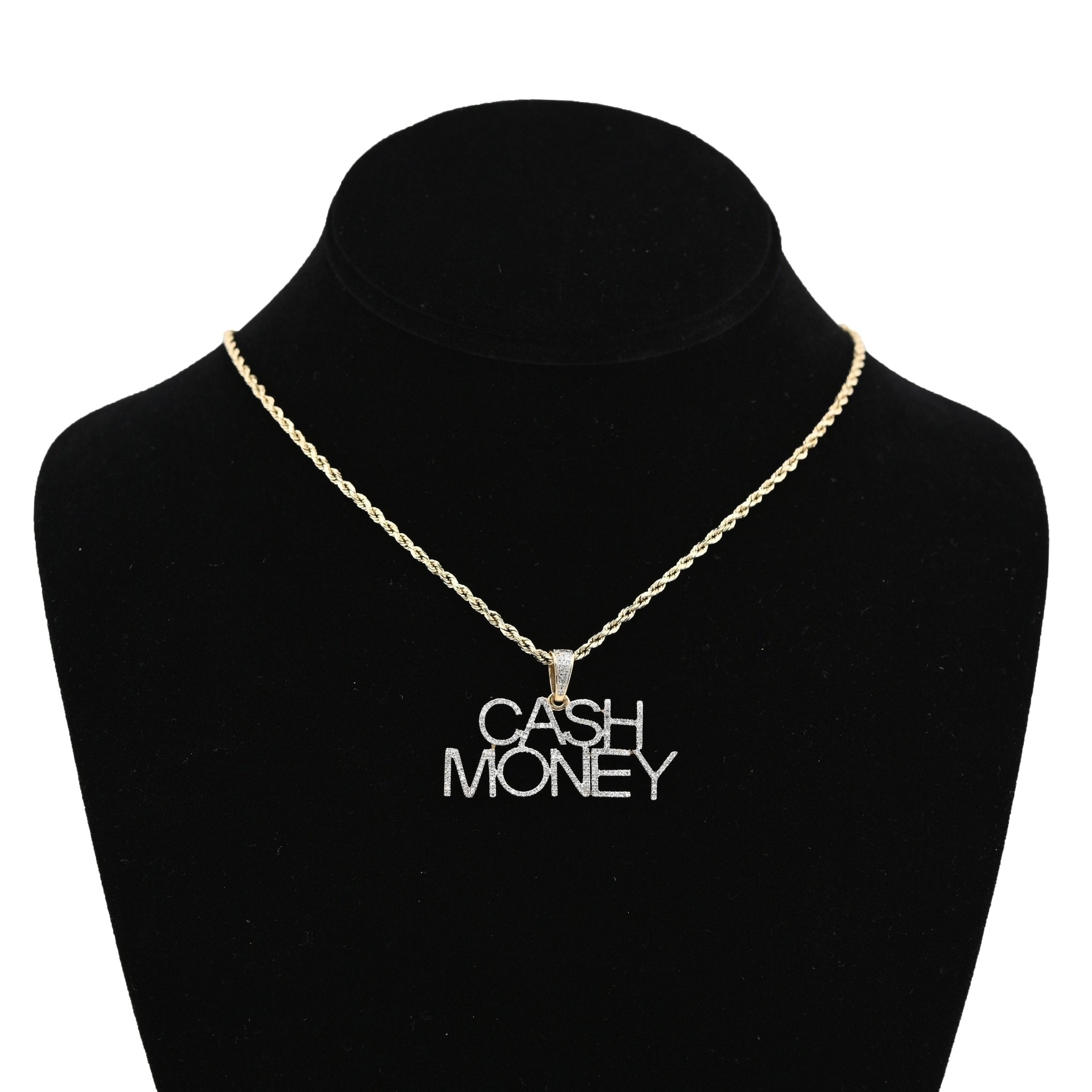 10K Yellow Gold 1CT "CASH MONEY" Natural Diamond Pendant Men Women Custom Charm - Elite Jewelers - Charms & Pendants