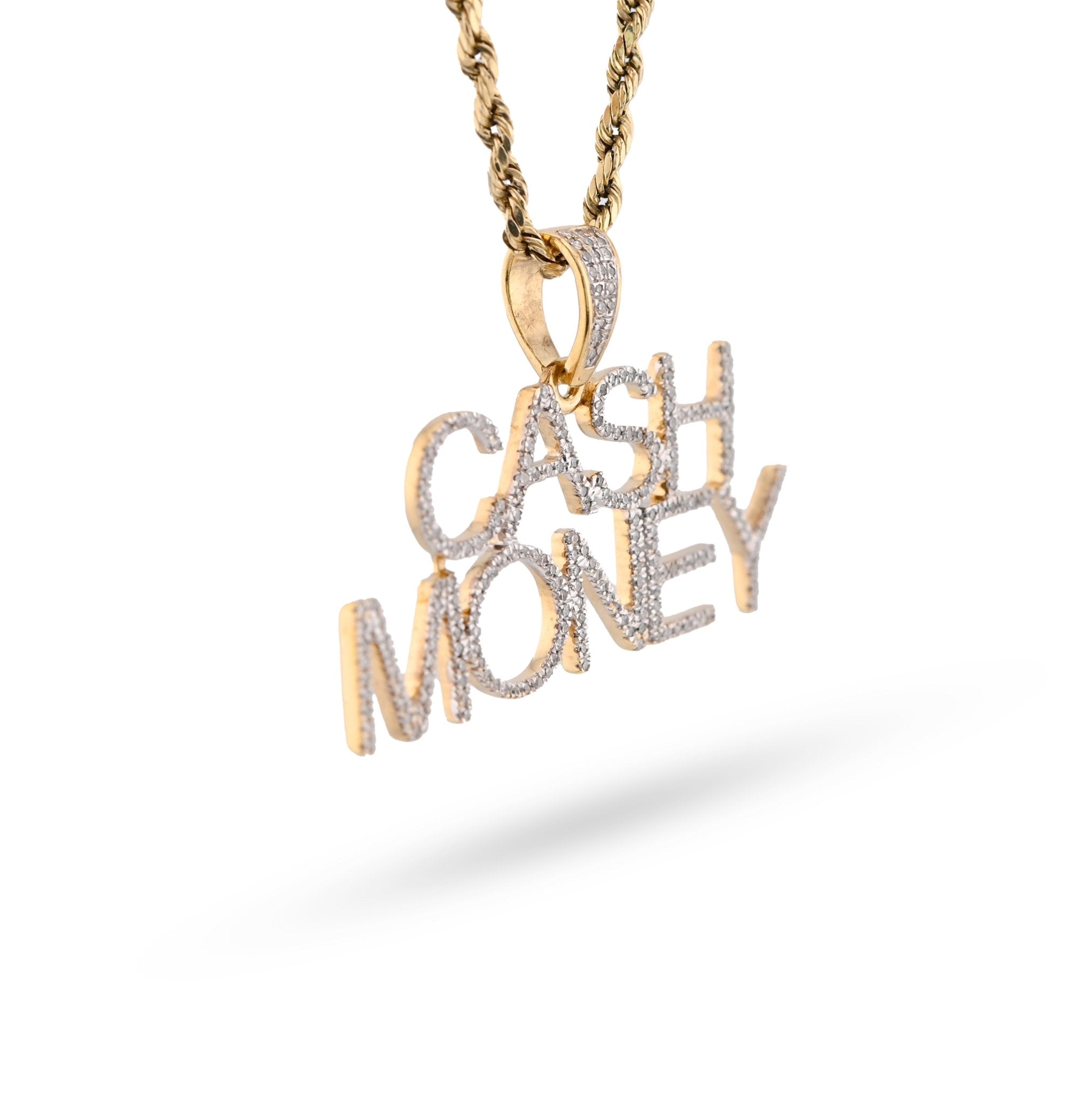 10K Yellow Gold 1CT "CASH MONEY" Natural Diamond Pendant Men Women Custom Charm - Elite Jewelers - Charms & Pendants