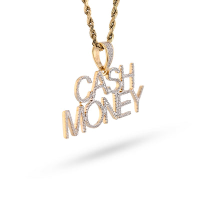 10K Yellow Gold 1CT "CASH MONEY" Natural Diamond Pendant Men Women Custom Charm - Elite Jewelers - Charms & Pendants