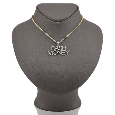 10K Yellow Gold 1CT "CASH MONEY" Natural Diamond Pendant Men Women Custom Charm - Elite Jewelers - Charms & Pendants