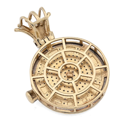 10K Yellow Gold 1CT Natural Diamond 1CT Clock Roman Dial Crown Pendant Men Women Charm - Elite Jewelers - Charms & Pendants