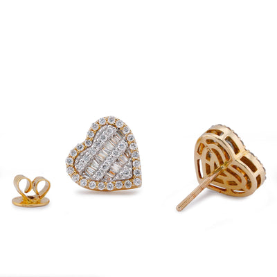 10K Yellow Gold 1CT Natural Diamond Heart Shape Halo Women Earrings - Elite Jewelers-Earrings