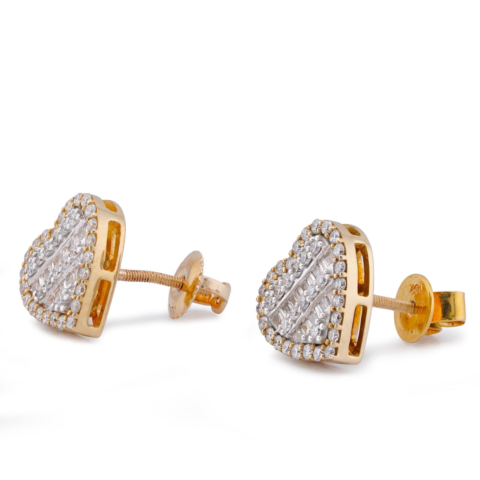 10K Yellow Gold 1CT Natural Diamond Heart Shape Halo Women Earrings - Elite Jewelers-Earrings