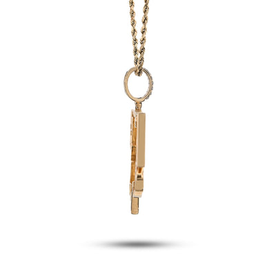 10K Yellow Gold 1CT Natural Round Diamond "Loyalty First" Men Custom Charm 2" Pendnat - Elite Jewelers - Charms & Pendants