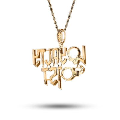 10K Yellow Gold 1CT Natural Round Diamond "Loyalty First" Men Custom Charm 2" Pendnat - Elite Jewelers - Charms & Pendants