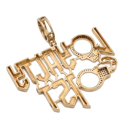 10K Yellow Gold 1CT Natural Round Diamond "Loyalty First" Men Custom Charm 2" Pendnat - Elite Jewelers - Charms & Pendants