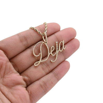 10k Yellow Gold 1CTW Natural Diamond "Deja" Name Letter Pendant 3g Custom Charm - Elite Jewelers - Charms & Pendants