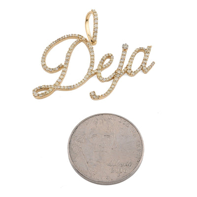 10k Yellow Gold 1CTW Natural Diamond "Deja" Name Letter Pendant 3g Custom Charm - Elite Jewelers - Charms & Pendants