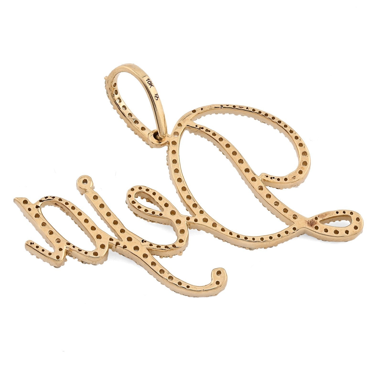 10k Yellow Gold 1CTW Natural Diamond "Deja" Name Letter Pendant 3g Custom Charm - Elite Jewelers - Charms & Pendants