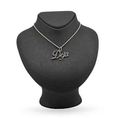 10k Yellow Gold 1CTW Natural Diamond "Deja" Name Letter Pendant 3g Custom Charm - Elite Jewelers - Charms & Pendants