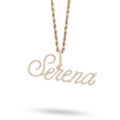 10k Yellow Gold 1CTW Natural Diamond "Serena" Name Pendant 3.1g Custom Charm - Elite Jewelers - Charms & Pendants