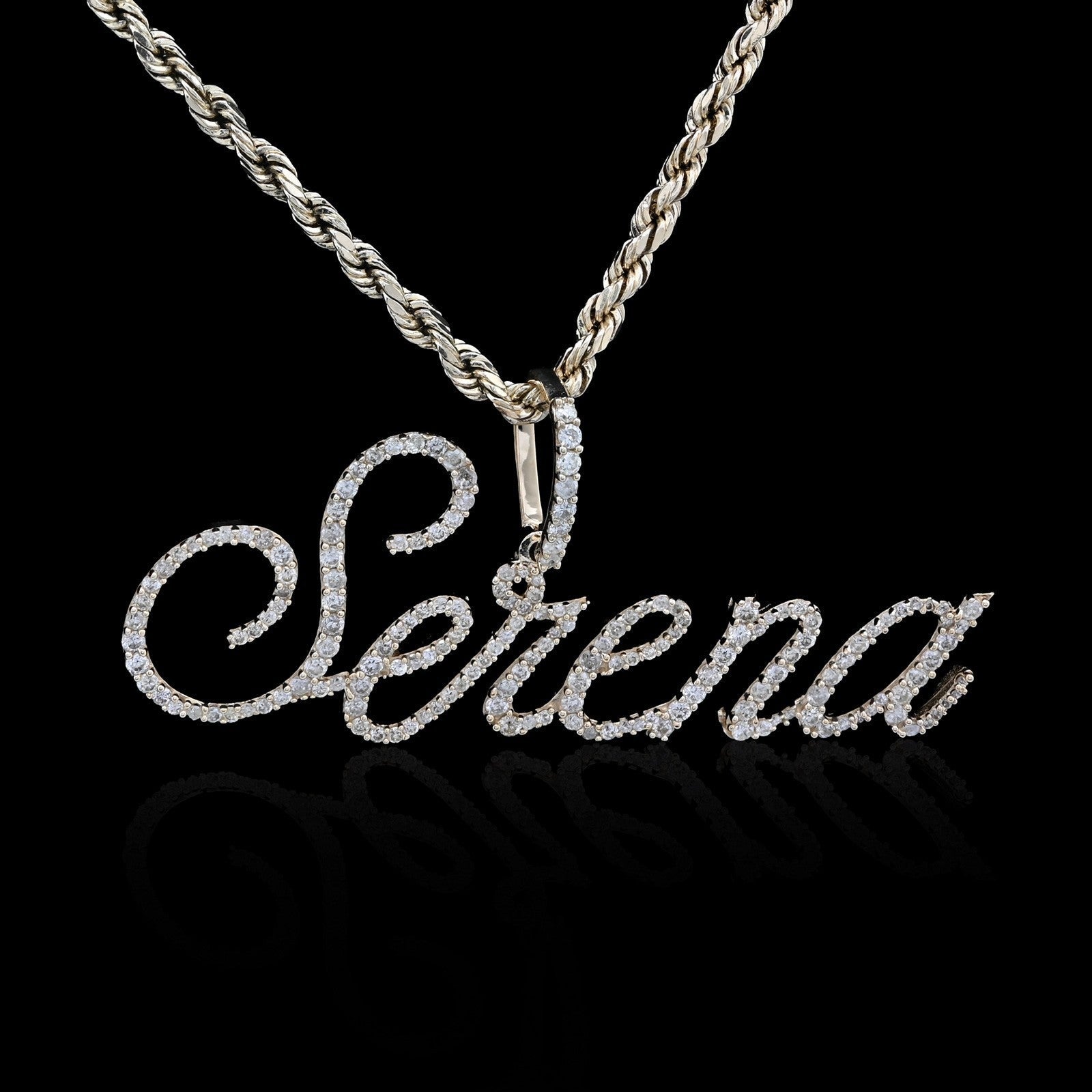 10k Yellow Gold 1CTW Natural Diamond "Serena" Name Pendant 3.1g Custom Charm - Elite Jewelers - Charms & Pendants