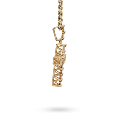10k Yellow Gold 1CTW Pure Diamond Double Cluster Cross Pendant 6g Cageback Charm - Elite Jewelers - Charms & Pendants
