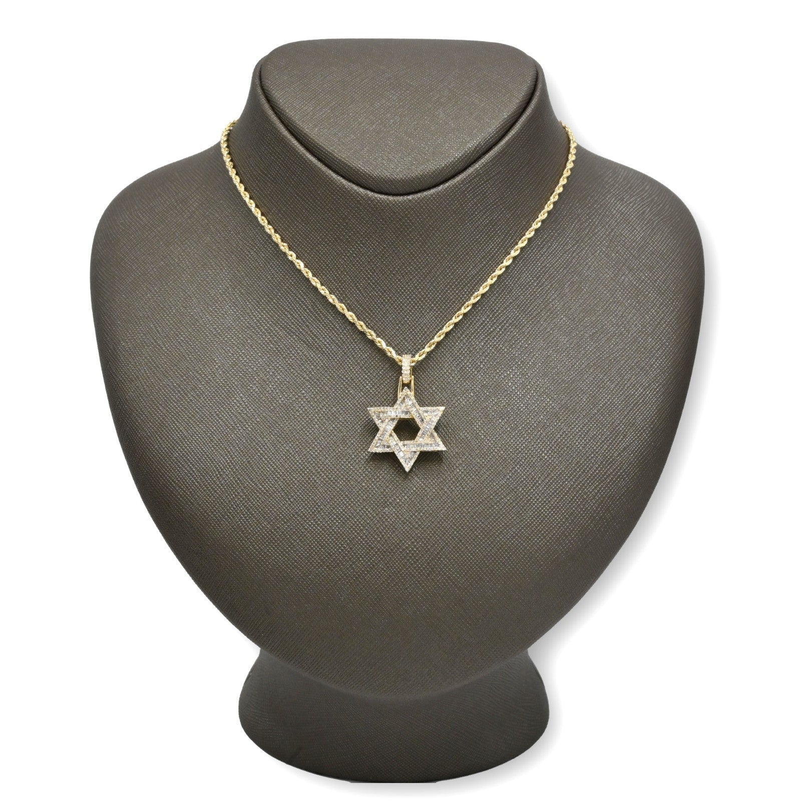 10k Yellow Gold 1CTW Round/Baguette Diamond Six Point Star Pendant 4.4g Charm - Elite Jewelers - Charms & Pendants