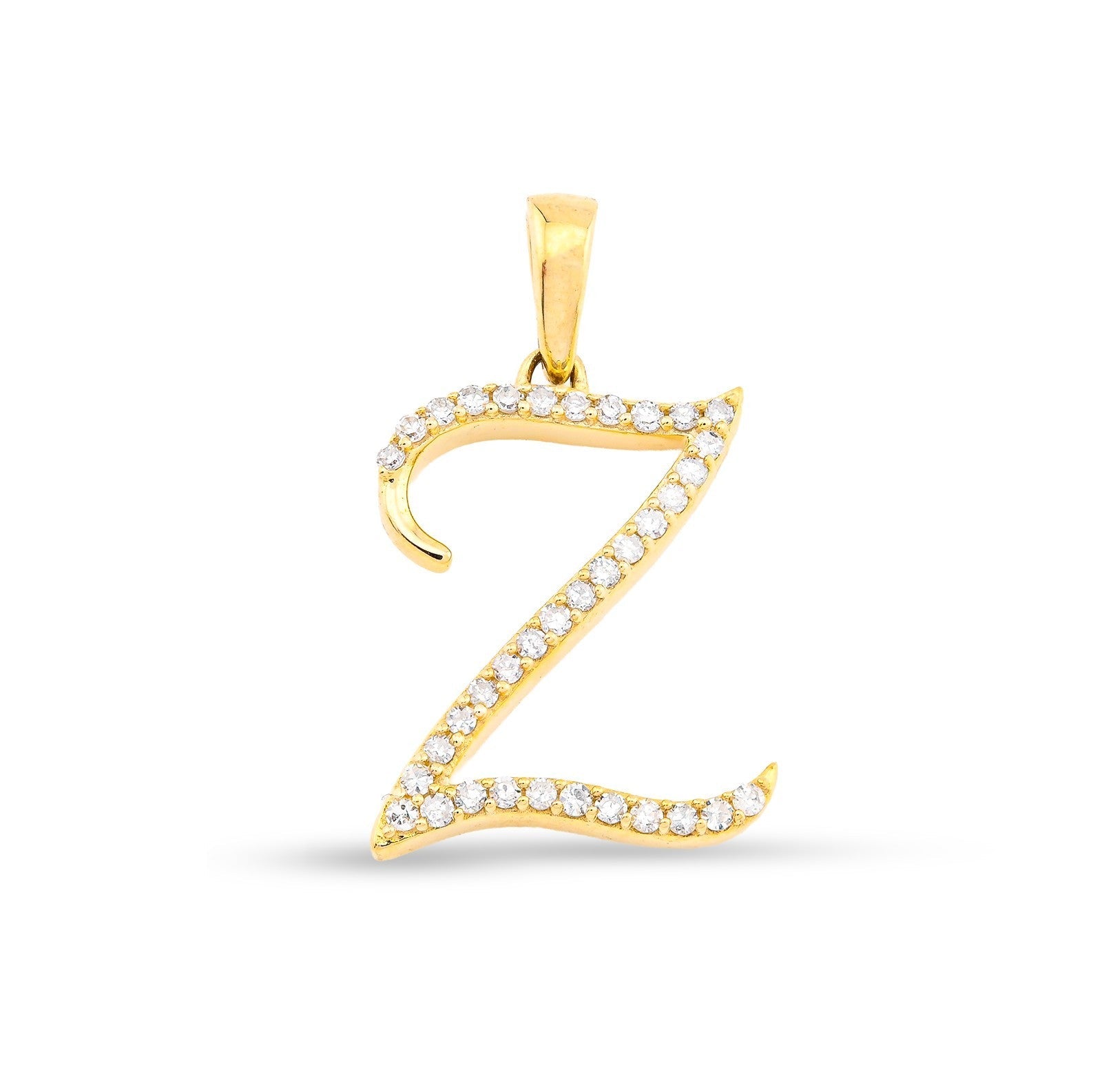 10k Yellow Gold 1g 0.15CTW Natural Diamond Initial "Z" Alphabet Pendant Charm - Elite Jewelers - Charms & Pendants