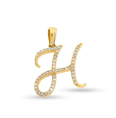 10k Yellow Gold 1g 0.16CTW Natural Diamond Initial "H" Letter Pendant Charm - Elite Jewelers - Charms & Pendants