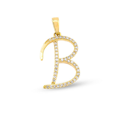 10k Yellow Gold 1g 0.18CTW Natural Diamond Initial "B" Letter Pendant Charm - Elite Jewelers - Charms & Pendants