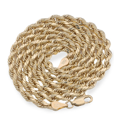 10k Yellow Gold 1MM - 5MM Diamond Cut Rope Chain For Mens Womens 14 - 30 Inches - Elite Jewelers - Necklaces & Chains