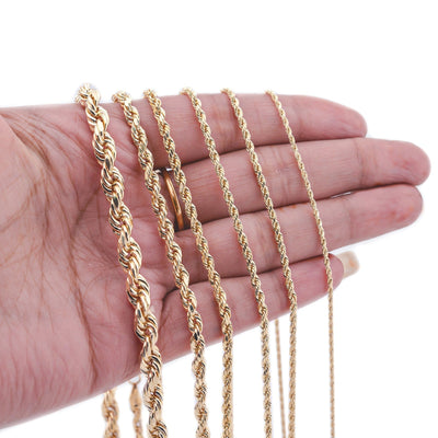 10k Yellow Gold 1MM - 5MM Diamond Cut Rope Chain For Mens Womens 14 - 30 Inches - Elite Jewelers - Necklaces & Chains
