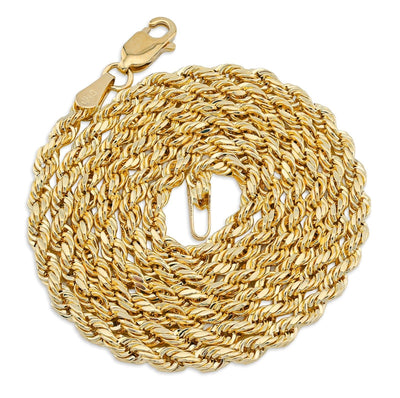 10k Yellow Gold 1MM - 5MM Diamond Cut Rope Chain For Mens Womens 14 - 30 Inches - Elite Jewelers - Necklaces & Chains