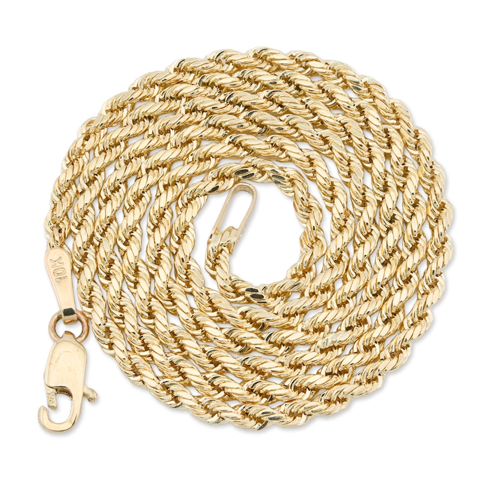 10k Yellow Gold 1MM - 5MM Diamond Cut Rope Chain For Mens Womens 14 - 30 Inches - Elite Jewelers - Necklaces & Chains