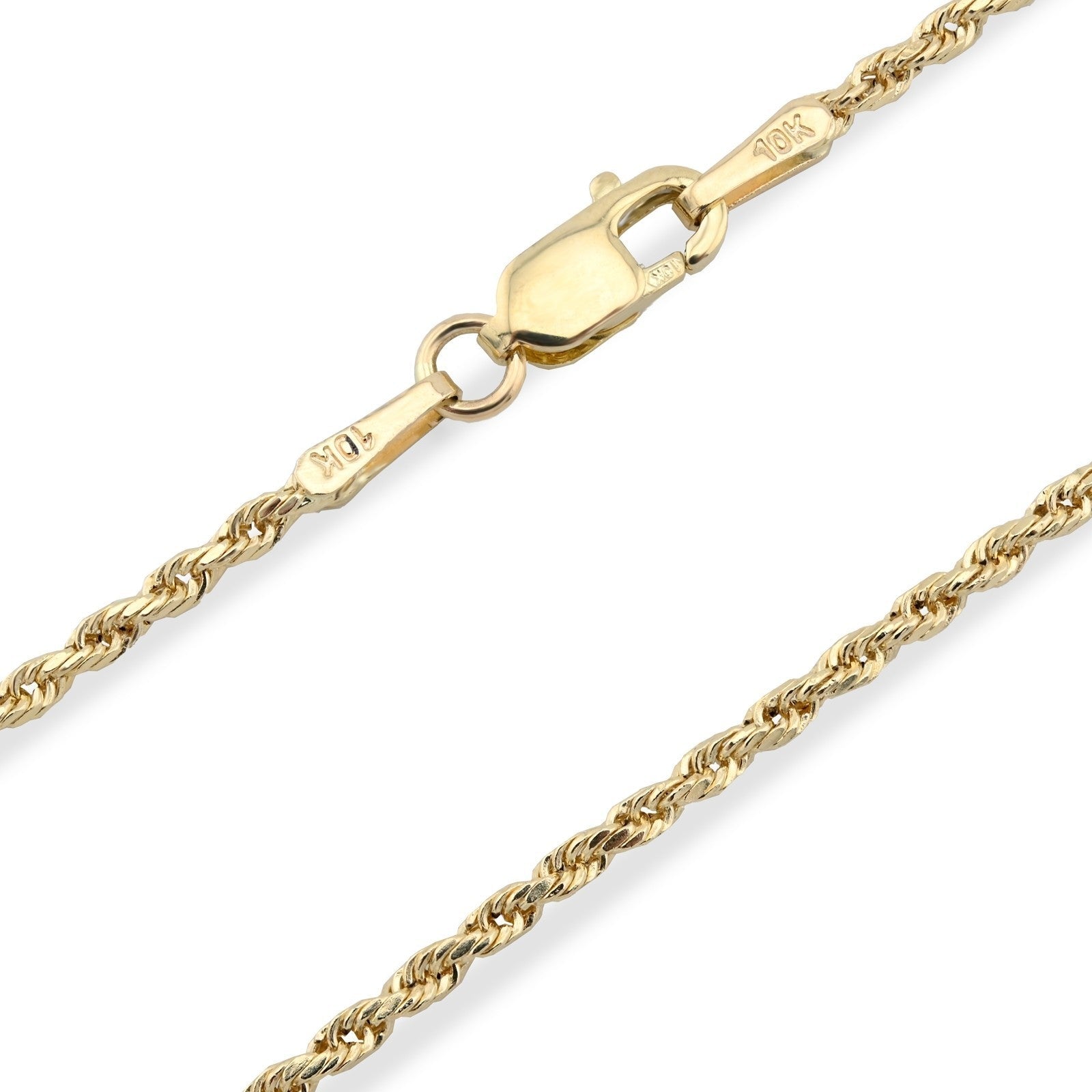 10k Yellow Gold 1MM Diamond Cut Hollow Rope Chain For Mens Womens 14 - 24 Inches - Elite Jewelers - Necklaces & Chains