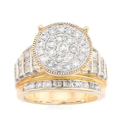 10K Yellow Gold 2 CT Natural Diamond Round/Baguette Natural Diamond Women Wedding Ring - Elite Jewelers - Rings