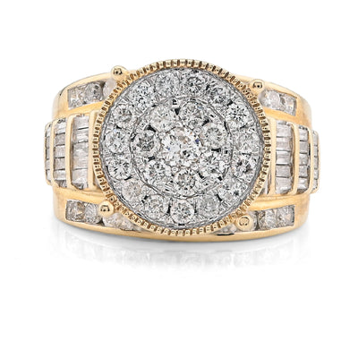 10K Yellow Gold 2 CT Natural Diamond Round/Baguette Natural Diamond Women Wedding Ring - Elite Jewelers - Rings