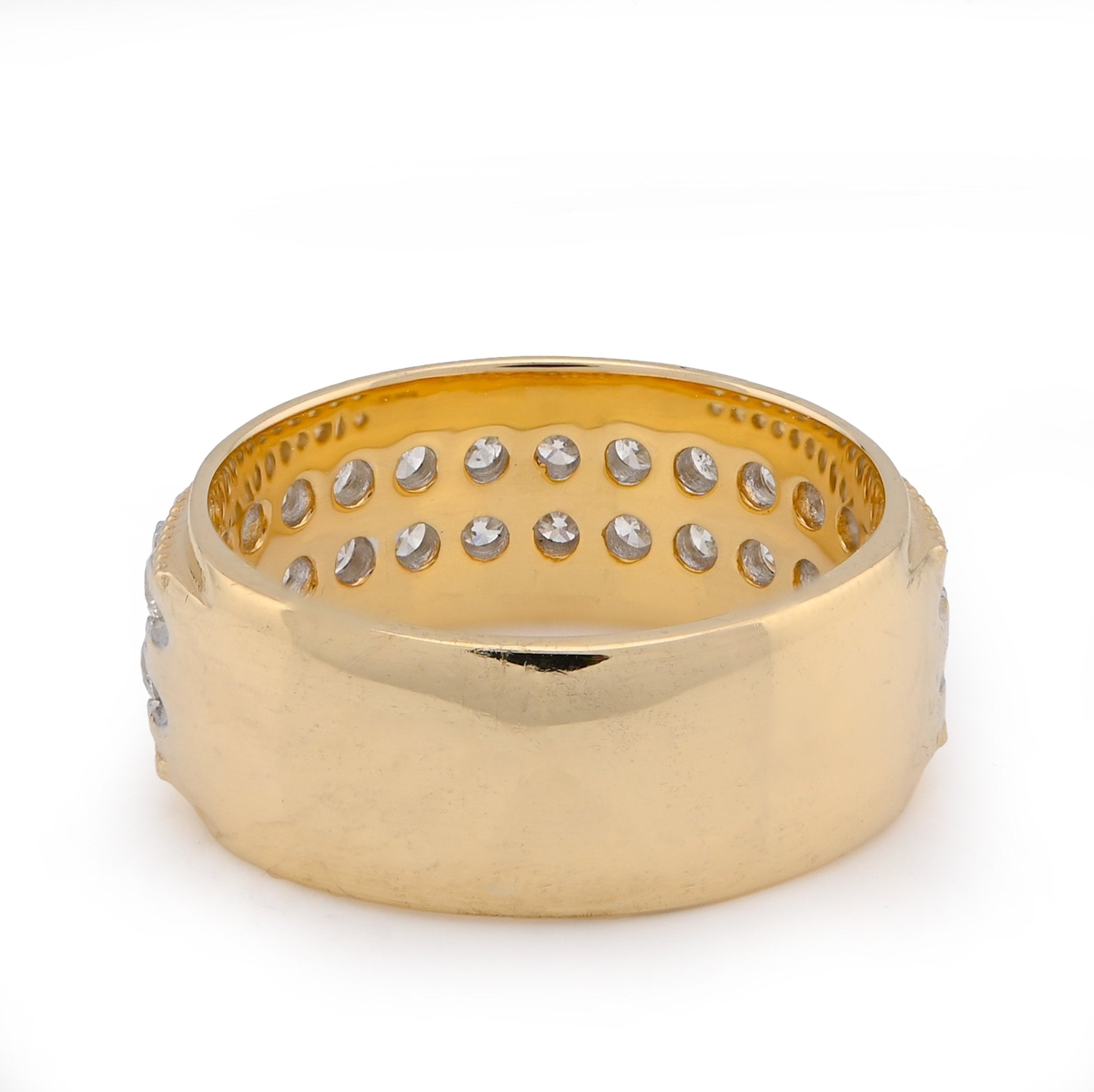 10K Yellow Gold 2 Row Natural Diamond 1.80CT Men Band - Elite Jewelers - Rings