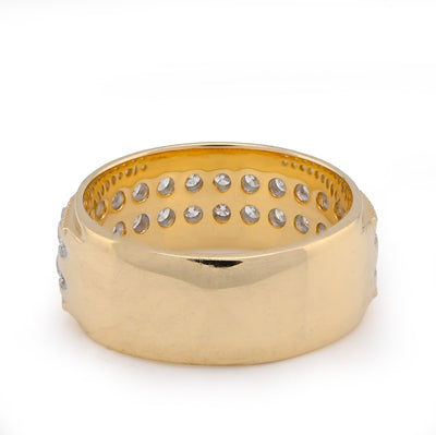 10K Yellow Gold 2 Row Natural Diamond 1.80CT Men Band - Elite Jewelers - Rings
