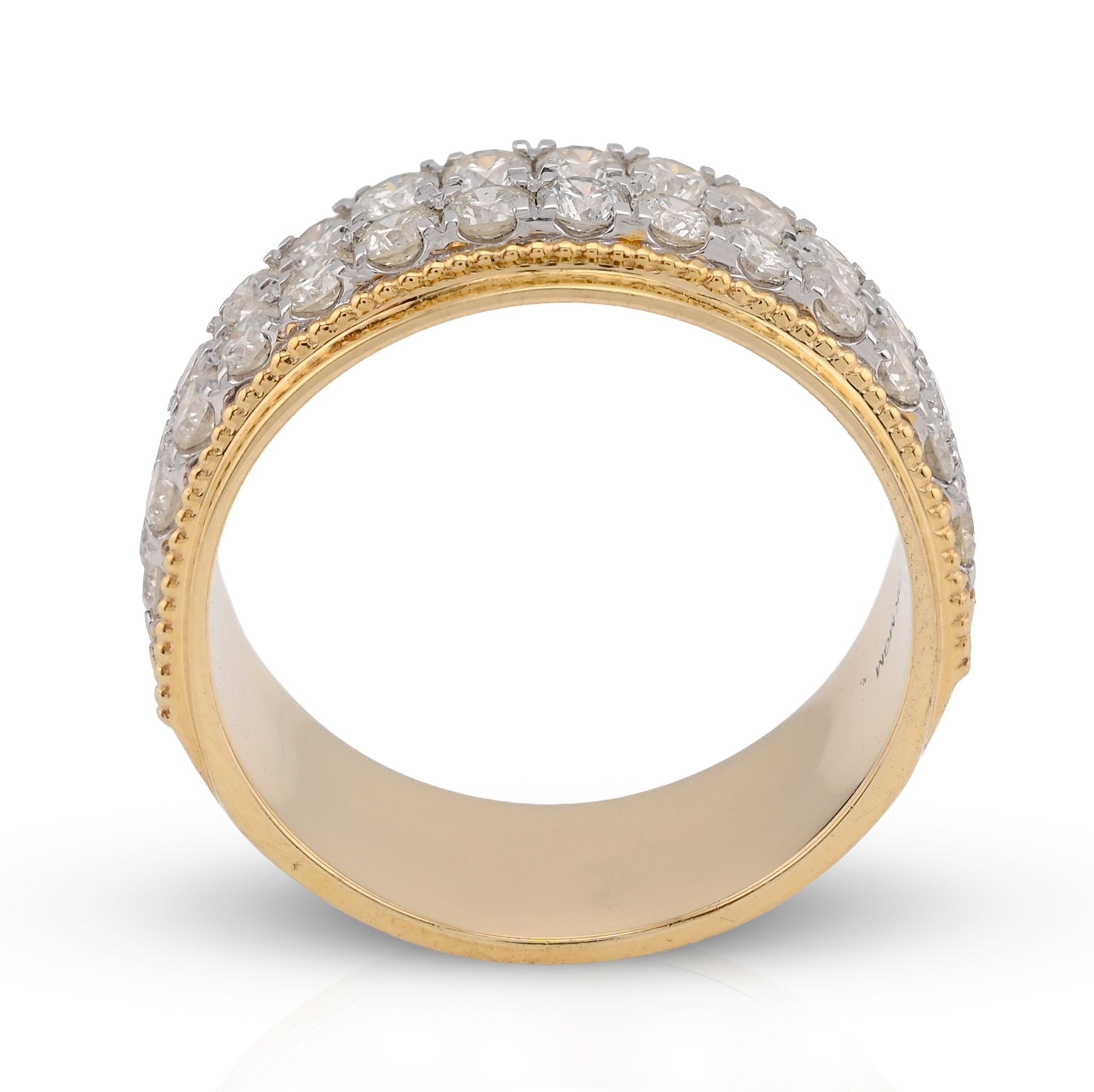 10K Yellow Gold 2 Row Natural Diamond 1.80CT Men Band - Elite Jewelers - Rings