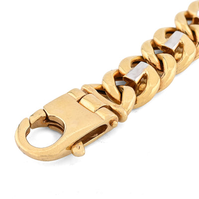 10K Yellow Gold 2 Tone Cuban Link Custom Made Men 8.5" 14MM Bracelet - Elite Jewelers - Bracelets