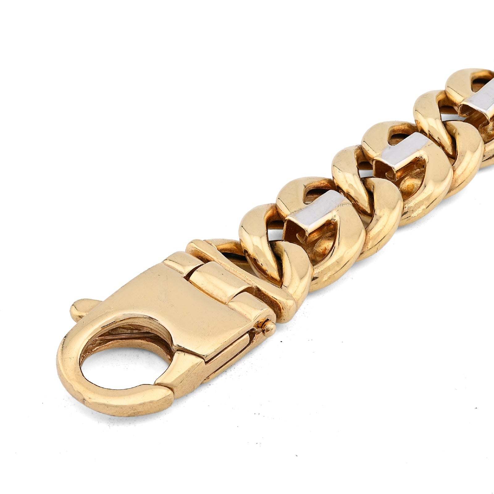 10K Yellow Gold 2 Tone Cuban Link Custom Made Men 8.5" 14MM Bracelet - Elite Jewelers - Bracelets