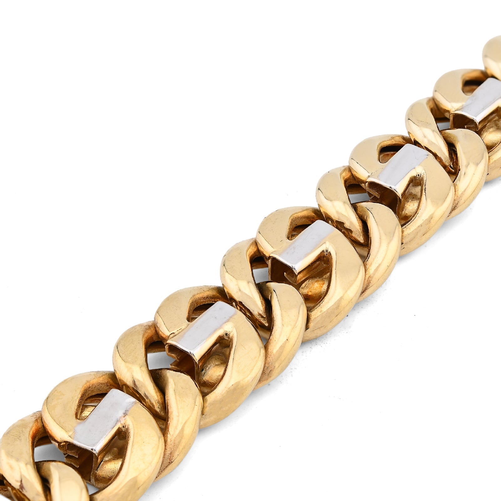 10K Yellow Gold 2 Tone Cuban Link Custom Made Men 8.5" 14MM Bracelet - Elite Jewelers - Bracelets