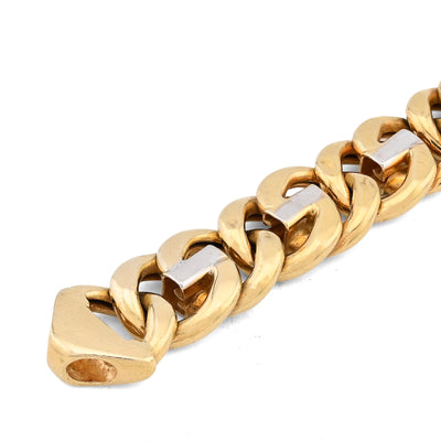 10K Yellow Gold 2 Tone Cuban Link Custom Made Men 8.5" 14MM Bracelet - Elite Jewelers - Bracelets