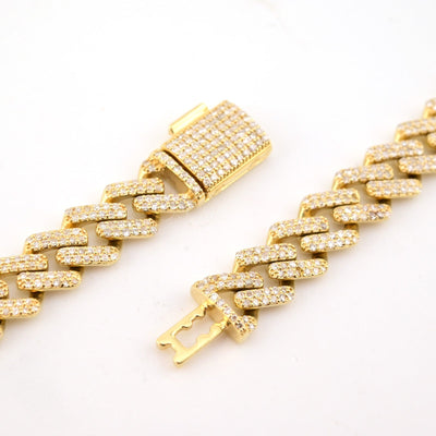 10k Yellow Gold 20 Inch 6.6CTW Baguette Diamond Heart Cuban Link Chain 42.6g - Elite Jewelers - Necklaces & Chains