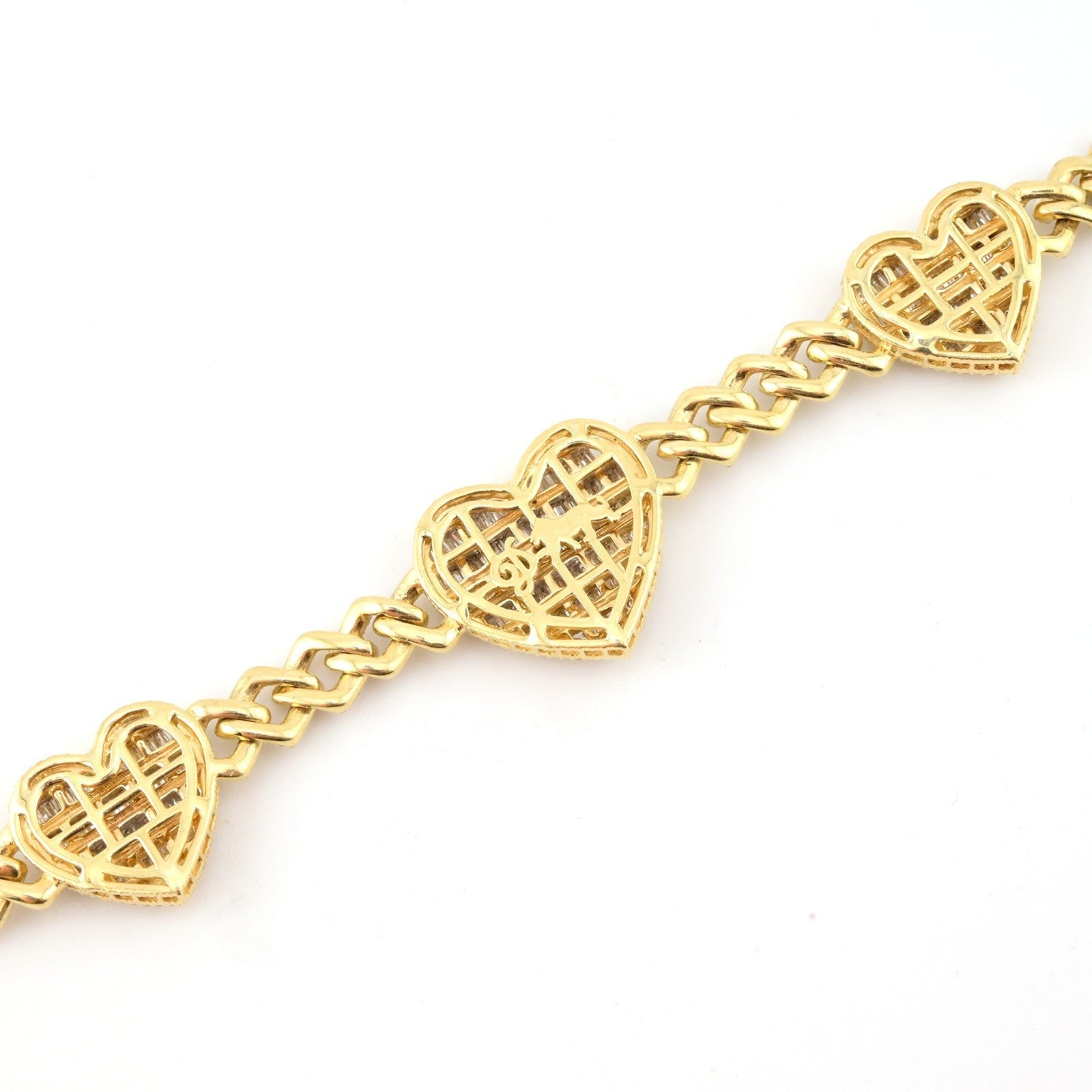 10k Yellow Gold 20 Inch 6.6CTW Baguette Diamond Heart Cuban Link Chain 42.6g - Elite Jewelers - Necklaces & Chains