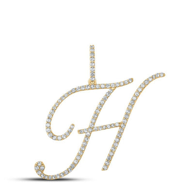 10k Yellow Gold 2.01g 0.68CTW Natural Diamond Initial "H" Pendant Alphabet Charm - Elite Jewelers - Charms & Pendants