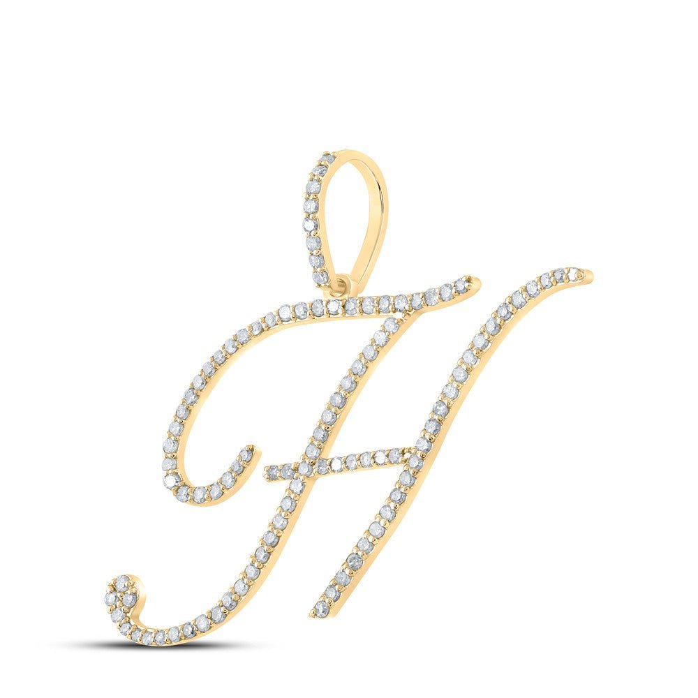 10k Yellow Gold 2.01g 0.68CTW Natural Diamond Initial "H" Pendant Alphabet Charm - Elite Jewelers - Charms & Pendants