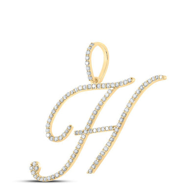 10k Yellow Gold 2.01g 0.68CTW Natural Diamond Initial "H" Pendant Alphabet Charm - Elite Jewelers - Charms & Pendants