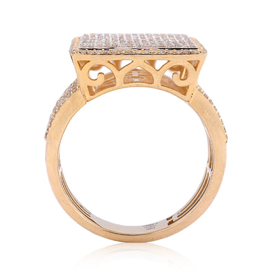 10K Yellow Gold 2.04CT Natural Diamond Big Rectangle Men Round Baguette Ring - Elite Jewelers - Rings