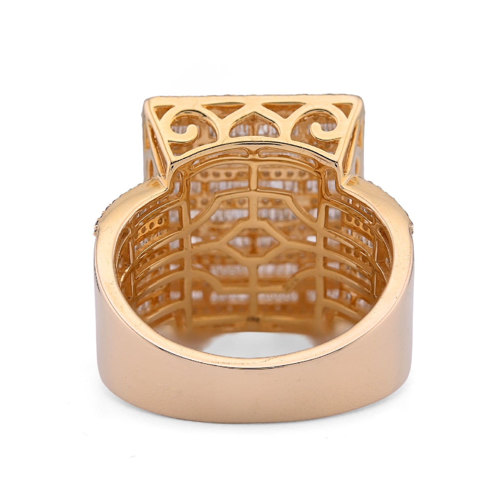 10K Yellow Gold 2.04CT Natural Diamond Big Rectangle Men Round Baguette Ring - Elite Jewelers - Rings